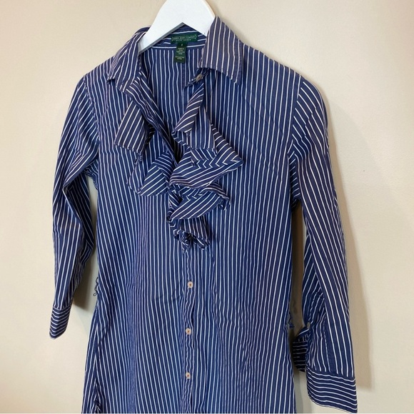 Lauren Jeans Company Shirt Dress Women Small Vertical Stripe Button Down Preppy - Picture 2 of 7